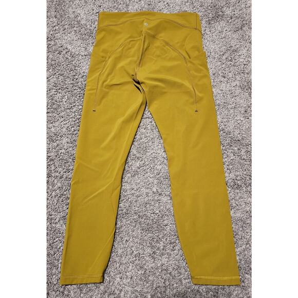 Lululemon Leggings Women's 12 Gold Power Thru High Rise 25" Casual Gym Run - Picture 1 of 7